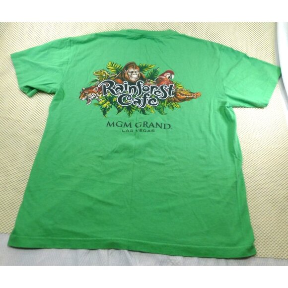 Rainforest Cafe MGM Grand Las Vegas Green Souvenir T-Shirt L Cotton Crewneck Sho - Picture 2 of 6